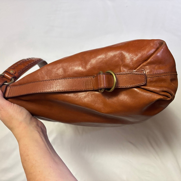 Cole Haan Village Leather Hobo Shoulder Bag Large Purse Brown Woven Strap - Picture 5 of 16
